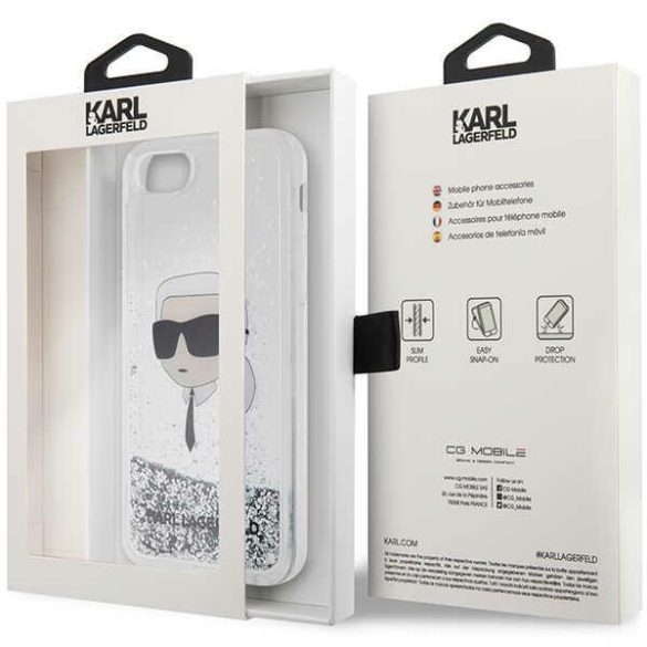 Karl Lagerfeld KLHCI8LNKHCH iPhone 7/8/ SE 2020 / SE 2022 ezüst keménytok Glitter Karl Head