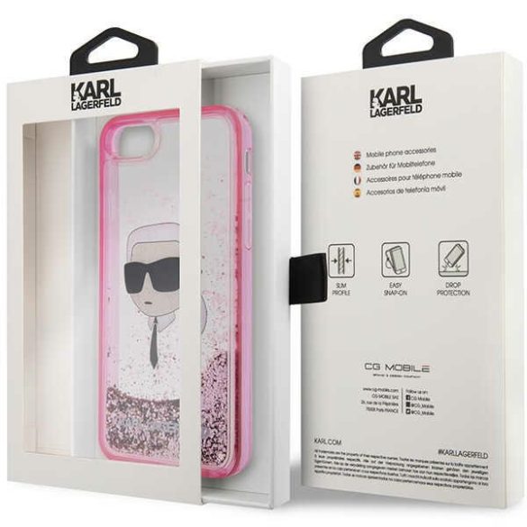 Karl Lagerfeld KLHCI8LNKHCP iPhone 7/8/ SE 2020 / SE 2022 rózsaszín keménytok Glitter Karl Head