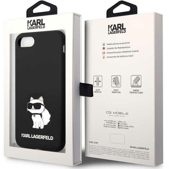 Karl Lagerfeld KLHCI8SNCHBCK iPhone 7/8/ SE 2020 / SE 2022 keménytok szilikon tok fekete Szilikon Choupette