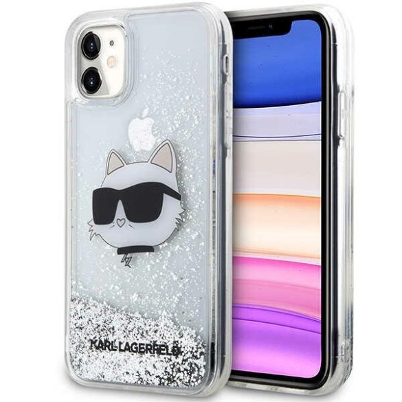 Karl Lagerfeld KLHCN61LNCHCS iPhone 11 ezüst keménytok Glitter Choupette Head