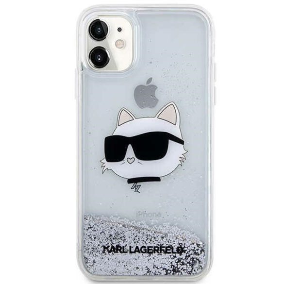 Karl Lagerfeld KLHCN61LNCHCS iPhone 11 ezüst keménytok Glitter Choupette Head