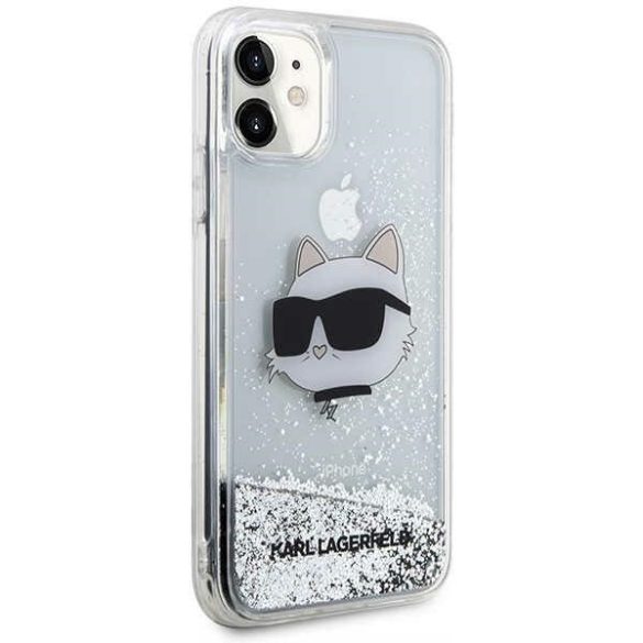 Karl Lagerfeld KLHCN61LNCHCS iPhone 11 ezüst keménytok Glitter Choupette Head