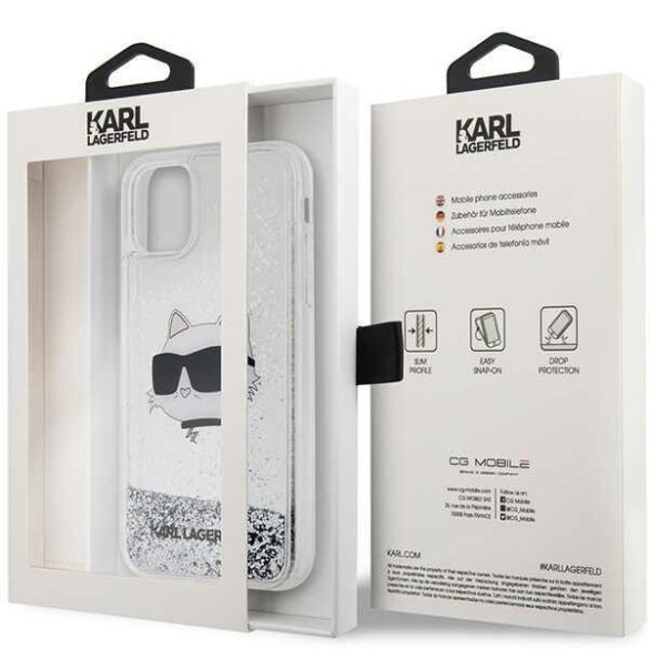 Karl Lagerfeld KLHCN61LNCHCS iPhone 11 ezüst keménytok Glitter Choupette Head