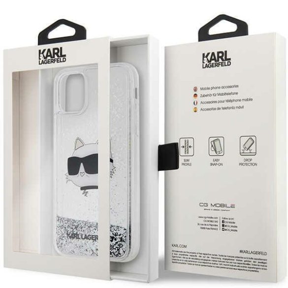 Karl Lagerfeld KLHCN61LNCHCS iPhone 11/ XR ezüst keménytok Glitter Choupette Head