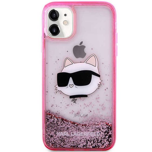 Karl Lagerfeld KLHCN61LNCHCP iPhone 11/ XR rózsaszín keménytok Glitter Choupette fej