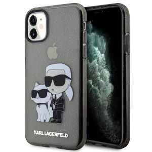 Karl Lagerfeld KLHCN61HNKCTGK iPhone 11 / Xr 6,1" fekete keménytok  csillogó Karl&Choupette