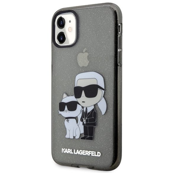 Karl Lagerfeld KLHCN61HNKCTGK iPhone 11 / Xr 6,1" fekete keménytok  csillogó Karl&Choupette