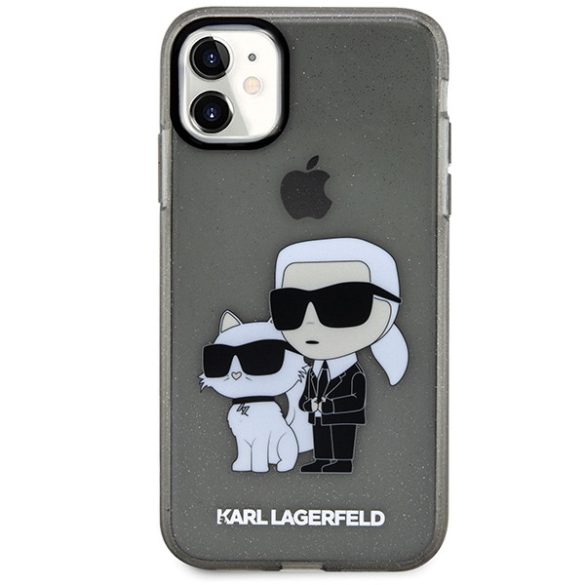 Karl Lagerfeld KLHCN61HNKCTGK iPhone 11 / Xr 6,1" fekete keménytok  csillogó Karl&Choupette