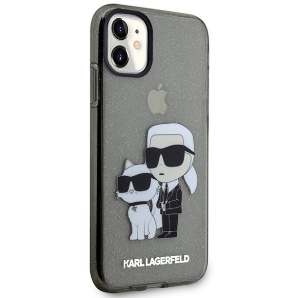 Karl Lagerfeld KLHCN61HNKCTGK iPhone 11 / Xr 6,1" fekete keménytok  csillogó Karl&Choupette