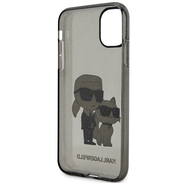 Karl Lagerfeld KLHCN61HNKCTGK iPhone 11 / Xr 6,1" fekete keménytok  csillogó Karl&Choupette