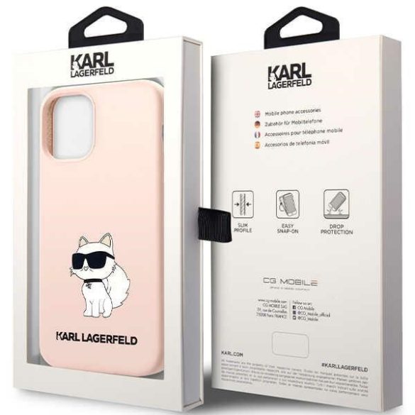 Karl Lagerfeld KLHCP12MSNCHBCP iPhone 12 /12 Pro 6,1" keménytok  rózsaszín szilikon Choupette