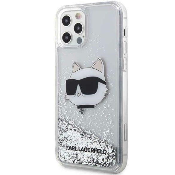 Karl Lagerfeld KLHCP12MLNCHCS iPhone 12/ 12 Pro 6,1" ezüst keménytok Glitter Choupette fej