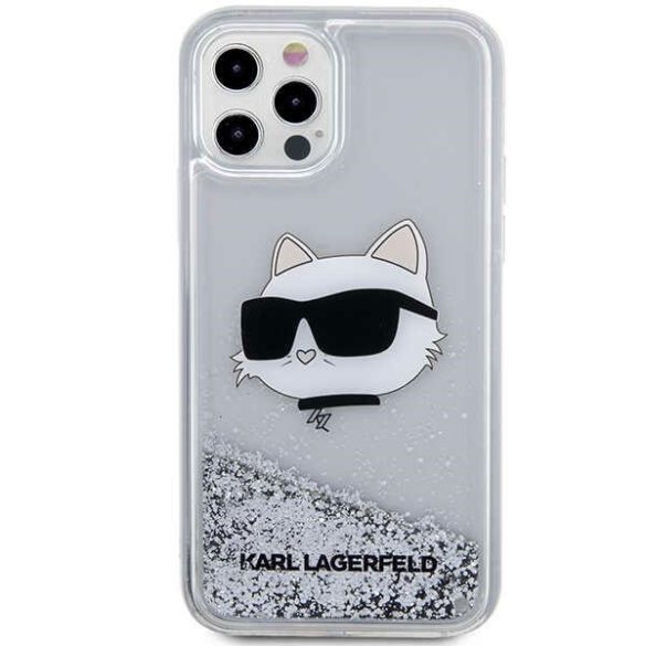 Karl Lagerfeld KLHCP12MLNCHCS iPhone 12/ 12 Pro 6,1" ezüst keménytok Glitter Choupette fej