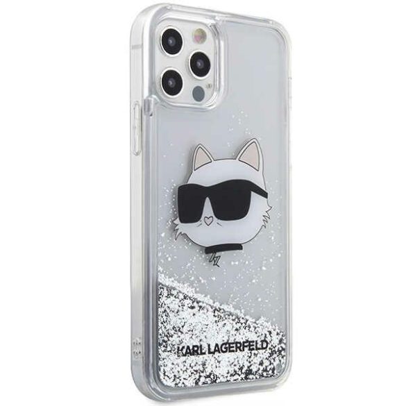 Karl Lagerfeld KLHCP12MLNCHCS iPhone 12/ 12 Pro 6,1" ezüst keménytok Glitter Choupette fej