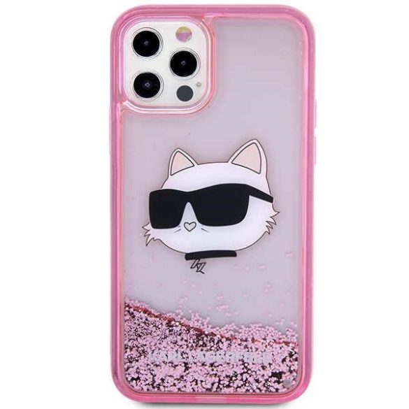 Karl Lagerfeld KLHCP12MLNCHCP iPhone 12/ 12 Pro 6,1" rózsaszín keménytok Glitter Choupette fej