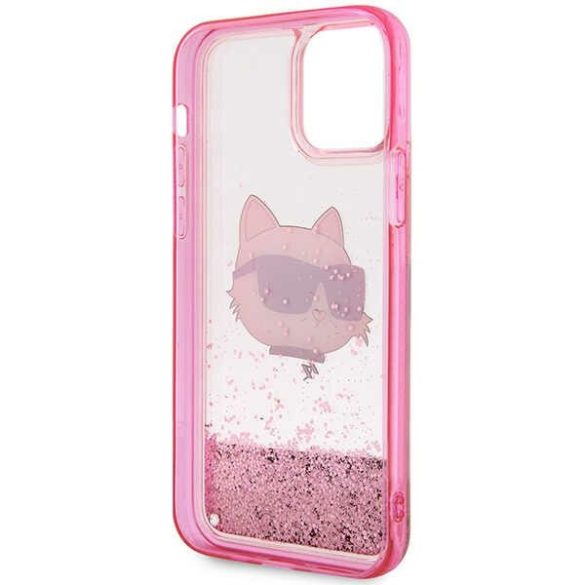 Karl Lagerfeld KLHCP12MLNCHCP iPhone 12/ 12 Pro 6,1" rózsaszín keménytok Glitter Choupette fej