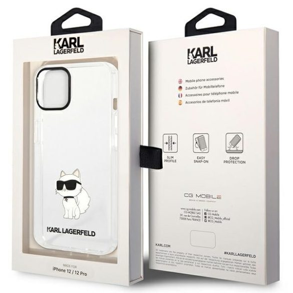 Karl Lagerfeld KLHCP12MHNCHTCT iPhone 12 /12 Pro 6,1" átlátszó keménytok  ikonikus Choupette