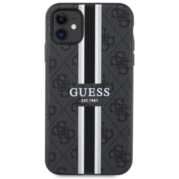 Guess GUHMN61P4RPSK iPhone 11 / Xr fekete keménytok 4G nyomtatott csíkos MagSafe tok 4G