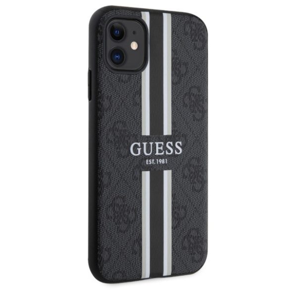 Guess GUHMN61P4RPSK iPhone 11 / Xr fekete keménytok 4G nyomtatott csíkos MagSafe tok 4G