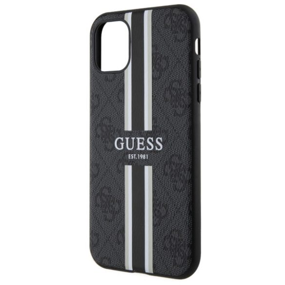 Guess GUHMN61P4RPSK iPhone 11 / Xr fekete keménytok 4G nyomtatott csíkos MagSafe tok 4G