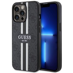 Guess GUHMP13LP4RPSK iPhone 13 Pro / 13 6,1" fekete keménytok 4G nyomtatott csíkos MagSafe tok 4G