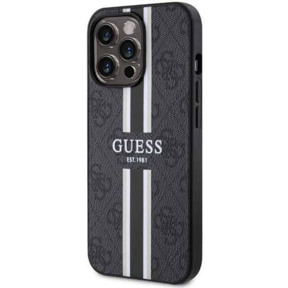 Guess GUHMP13LP4RPSK iPhone 13 Pro / 13 6,1" fekete keménytok 4G nyomtatott csíkos MagSafe tok 4G