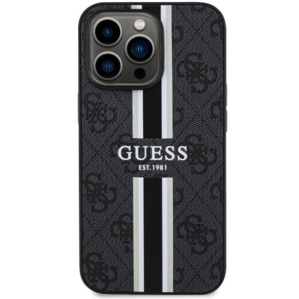 Guess GUHMP13LP4RPSK iPhone 13 Pro / 13 6,1" fekete keménytok 4G nyomtatott csíkos MagSafe tok 4G