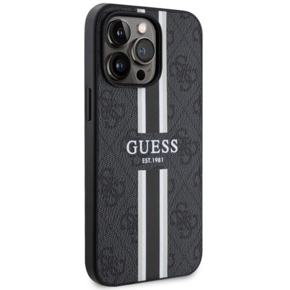 Guess GUHMP13LP4RPSK iPhone 13 Pro / 13 6,1" fekete keménytok 4G nyomtatott csíkos MagSafe tok 4G