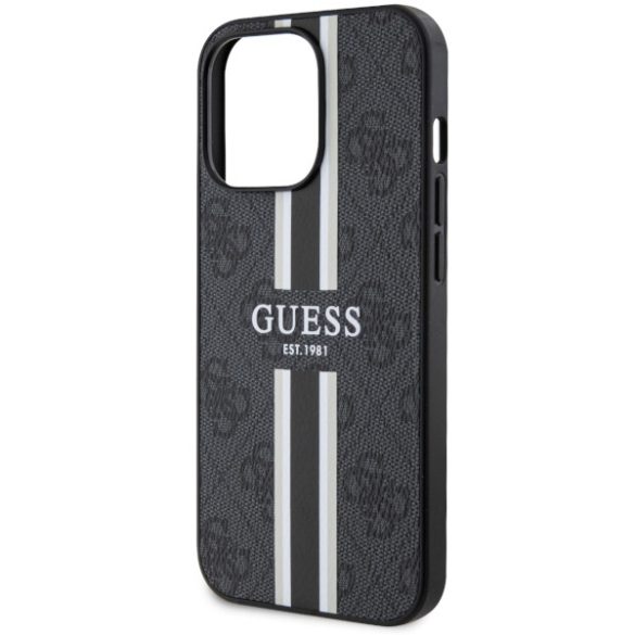 Guess GUHMP13LP4RPSK iPhone 13 Pro / 13 6,1" fekete keménytok 4G nyomtatott csíkos MagSafe tok 4G