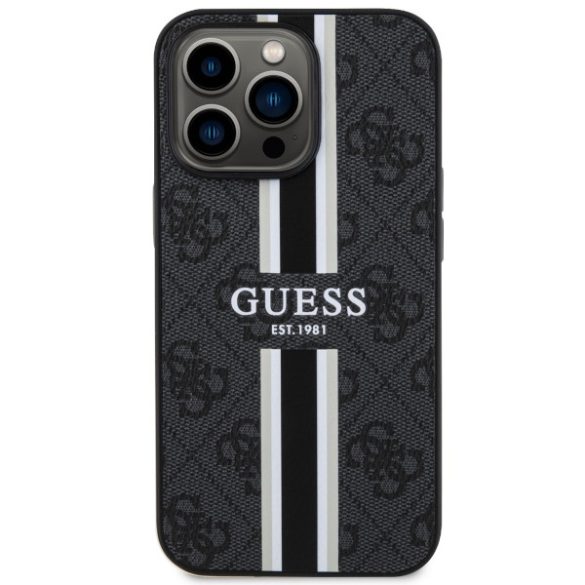 Guess GUHMP13XP4RPSK iPhone 13 Pro Max 6,7" fekete keménytok 4G nyomtatott csíkos MagSafe tok 4G