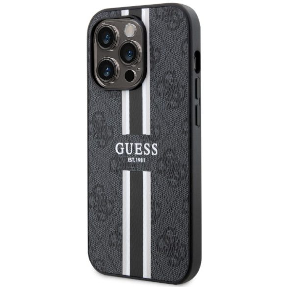 Guess GUHMP14LP4RPSK iPhone 14 Pro 6.1" fekete/arany keménytok 4G nyomtatott csíkos MagSafe tok 4G