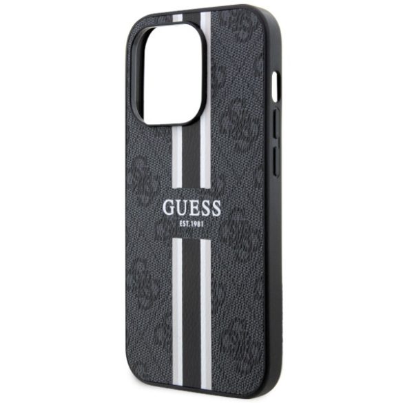 Guess GUHMP14LP4RPSK iPhone 14 Pro 6.1" fekete/arany keménytok 4G nyomtatott csíkos MagSafe tok 4G