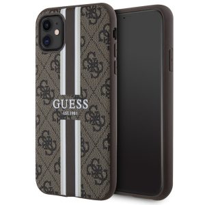 Guess GUHMN61P4RPSW iPhone 11 / Xr barna keménytok 4G nyomtatott csíkokkal MagSafe