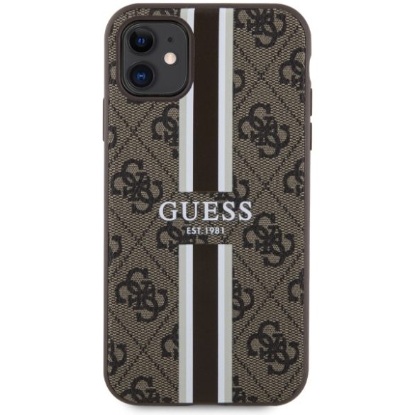 Guess GUHMN61P4RPSW iPhone 11 / Xr barna keménytok 4G nyomtatott csíkokkal MagSafe