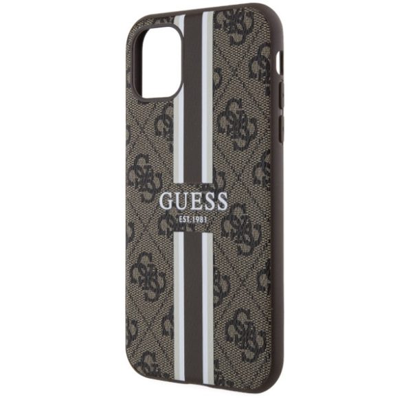 Guess GUHMN61P4RPSW iPhone 11 / Xr barna keménytok 4G nyomtatott csíkokkal MagSafe