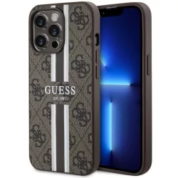   Guess GUHMP13LP4RPSW iPhone 13 Pro / 13 6.1" barna keménytok 4G nyomtatott csíkok MagSafe