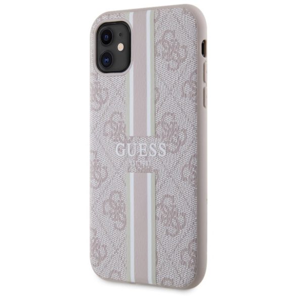 Guess GUHMN61P4RPSP iPhone 11 / Xr rózsaszín keménytok 4G nyomtatott csíkokkal MagSafe