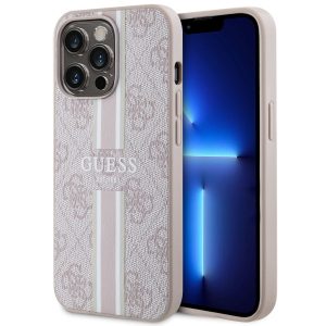 Guess GUHMP13LP4RPSP iPhone 13 Pro / 13 6,1" rózsaszín keménytok 4G nyomtatott csíkok MagSafe