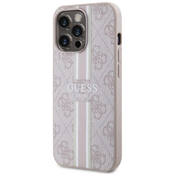 Guess GUHMP13LP4RPSP iPhone 13 Pro / 13 6,1" rózsaszín keménytok 4G nyomtatott csíkok MagSafe
