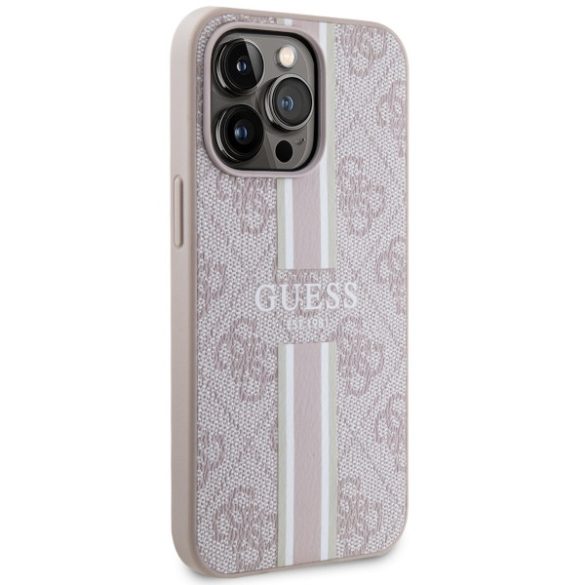 Guess GUHMP13LP4RPSP iPhone 13 Pro / 13 6,1" rózsaszín keménytok 4G nyomtatott csíkok MagSafe