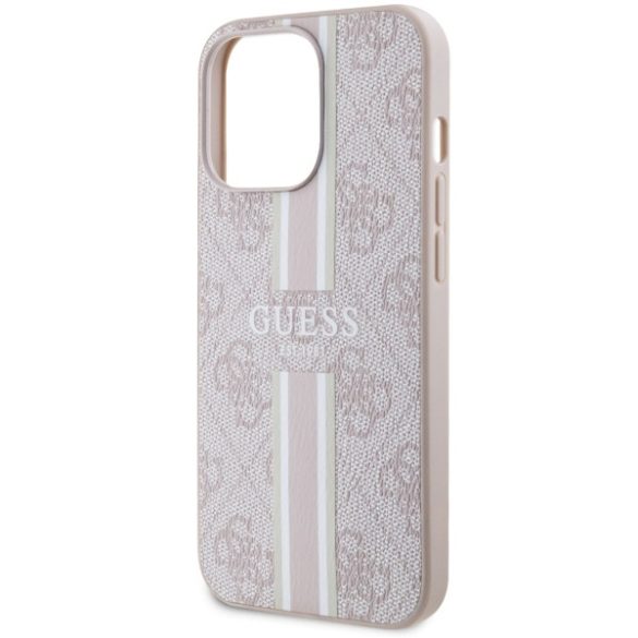 Guess GUHMP13LP4RPSP iPhone 13 Pro / 13 6,1" rózsaszín keménytok 4G nyomtatott csíkok MagSafe