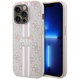 Guess GUHMP14LP4RPSP iPhone 14 Pro 6.1" rózsaszín hardcase 4G nyomtatott csíkos MagSafe tok 4G