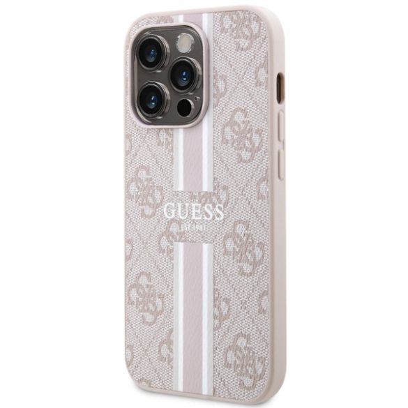 Guess GUHMP14LP4RPSP iPhone 14 Pro 6.1" rózsaszín hardcase 4G nyomtatott csíkos MagSafe tok 4G