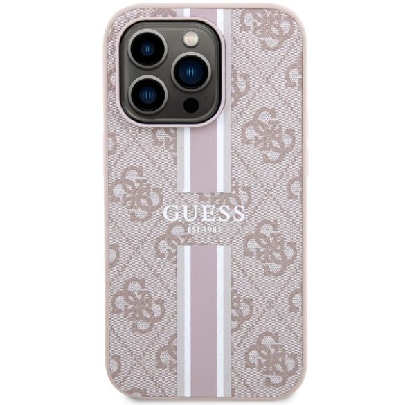 Guess GUHMP14LP4RPSP iPhone 14 Pro 6.1" rózsaszín hardcase 4G nyomtatott csíkos MagSafe tok 4G