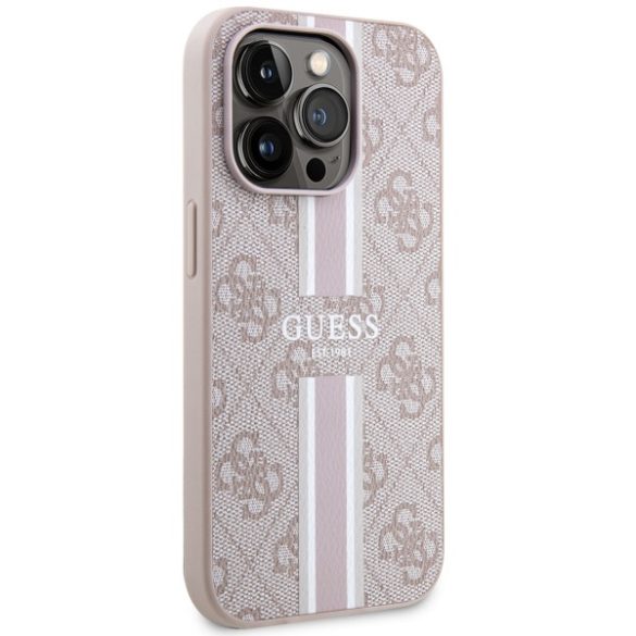Guess GUHMP14LP4RPSP iPhone 14 Pro 6.1" rózsaszín hardcase 4G nyomtatott csíkos MagSafe tok 4G
