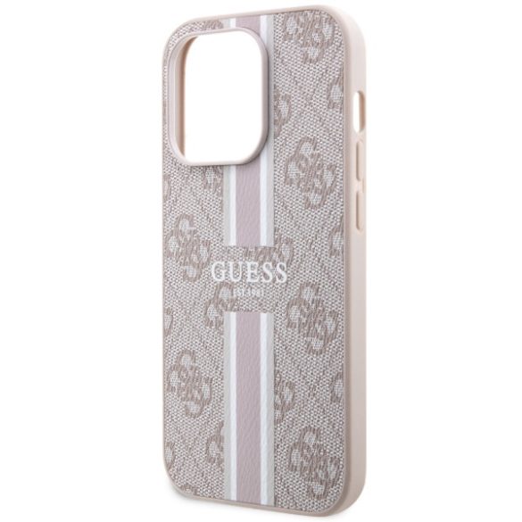 Guess GUHMP14LP4RPSP iPhone 14 Pro 6.1" rózsaszín hardcase 4G nyomtatott csíkos MagSafe tok 4G