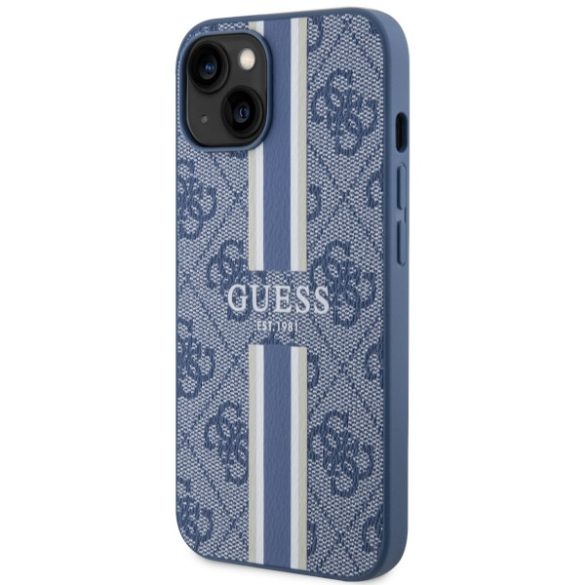 Guess GUHMP14MP4RPSB iPhone 14 Plus / 15 Plus 6.7" kék keménytok 4G nyomtatott csíkos MagSafe tok 4G