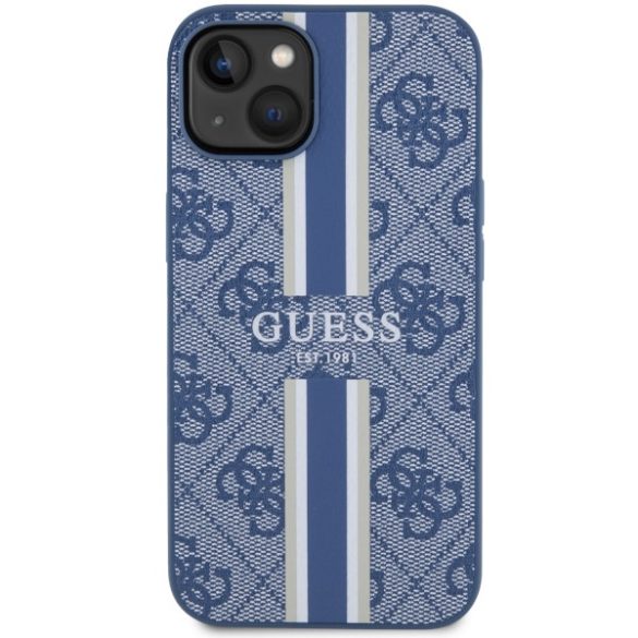 Guess GUHMP14MP4RPSB iPhone 14 Plus / 15 Plus 6.7" kék keménytok 4G nyomtatott csíkos MagSafe tok 4G