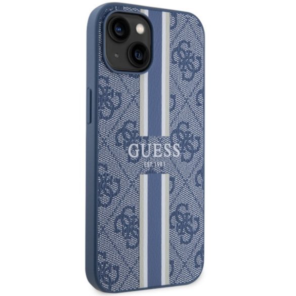 Guess GUHMP14MP4RPSB iPhone 14 Plus / 15 Plus 6.7" kék keménytok 4G nyomtatott csíkos MagSafe tok 4G