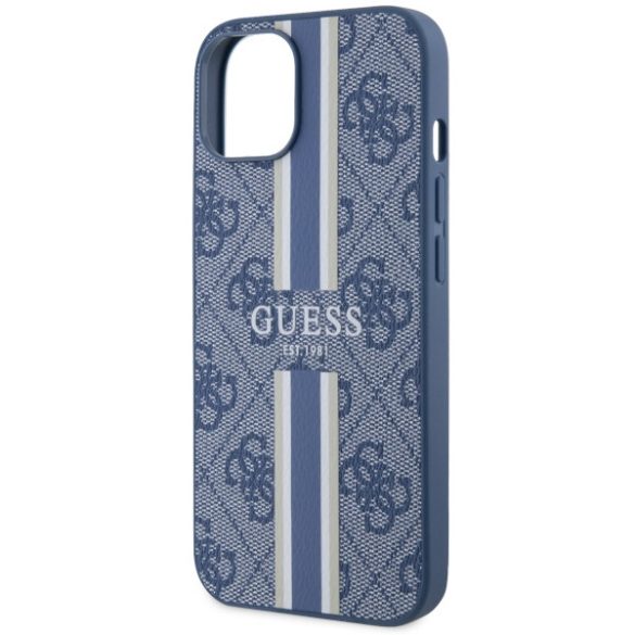 Guess GUHMP14MP4RPSB iPhone 14 Plus / 15 Plus 6.7" kék keménytok 4G nyomtatott csíkos MagSafe tok 4G